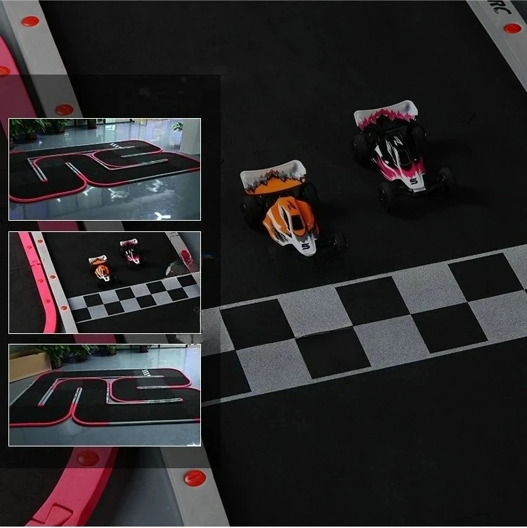 Mini 3x2m RC Car Race Track for 4WD Models, Toy Car Racing Circuit with Decorative Scene Accessories