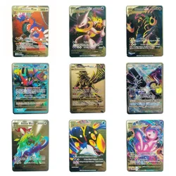 Pokemon English Metal Game Collection Cartas, Anime, Pikachu, Charizard, Mewtwo, Blastoise, Vmax, letras brilhantes, brindes infantis, 2024