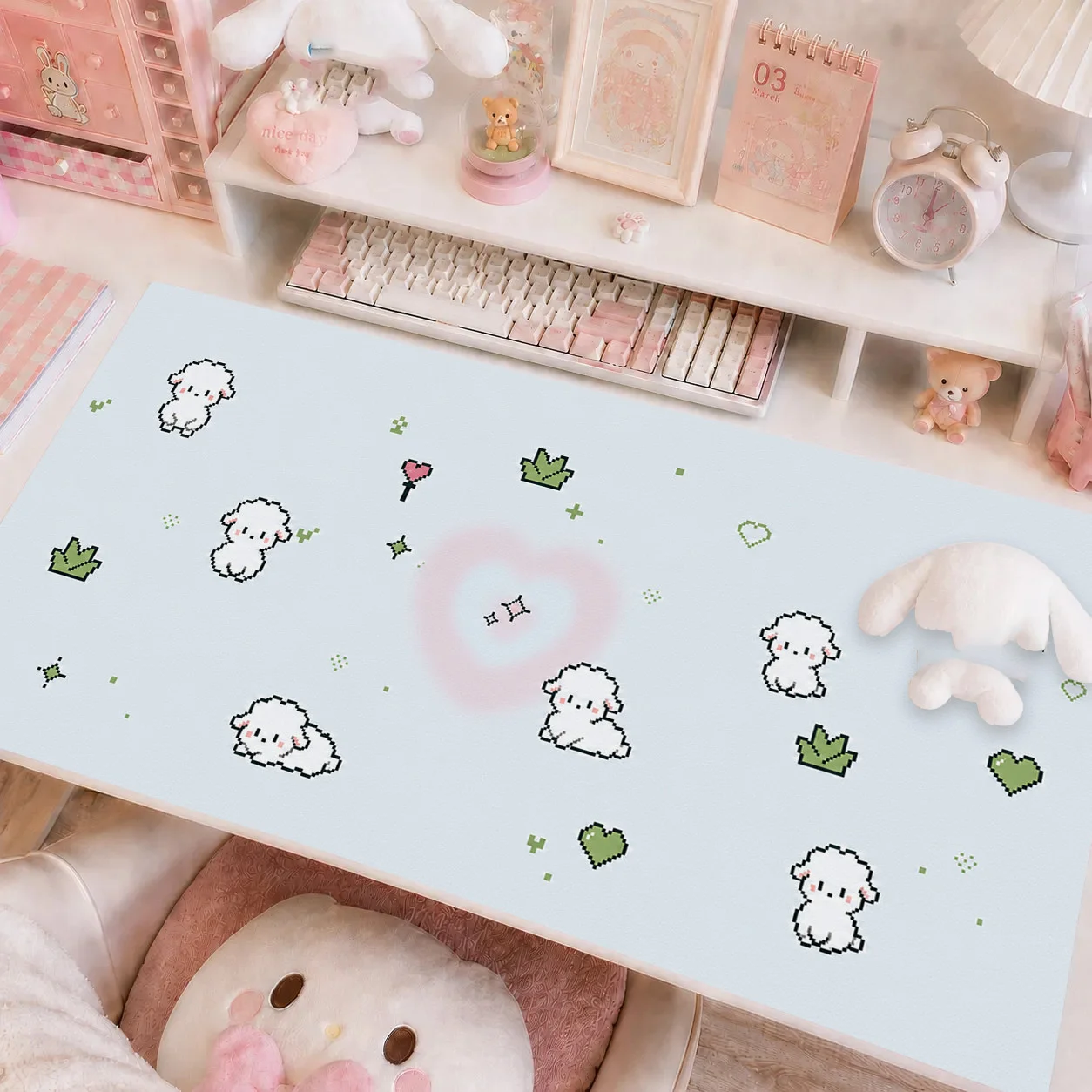 Kawaii Cartoon Pixel Kitten Mo - огляд і ціна Desk Pad Leather Large