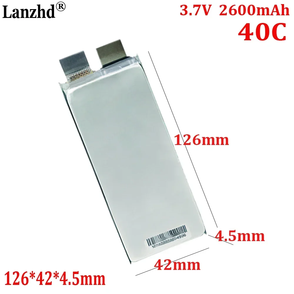 

High rate 40C battery 3.7V 2600mAh For Automobile emergency starting power supply lithium battery 4542126 126*42*4.5mm