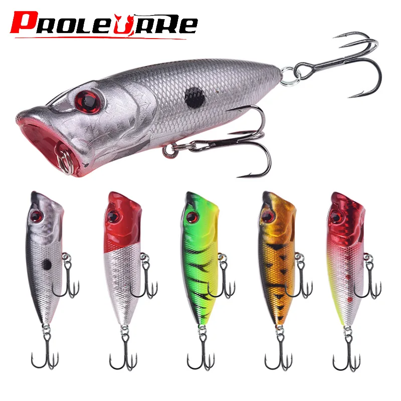 Proleurre-Señuelos de Pesca Popper, 7cm, 10g, Topwater Wobblers Poper para Lucio, ojos 3D, Crankbaits, Swimbaits, aparejos de Pesca