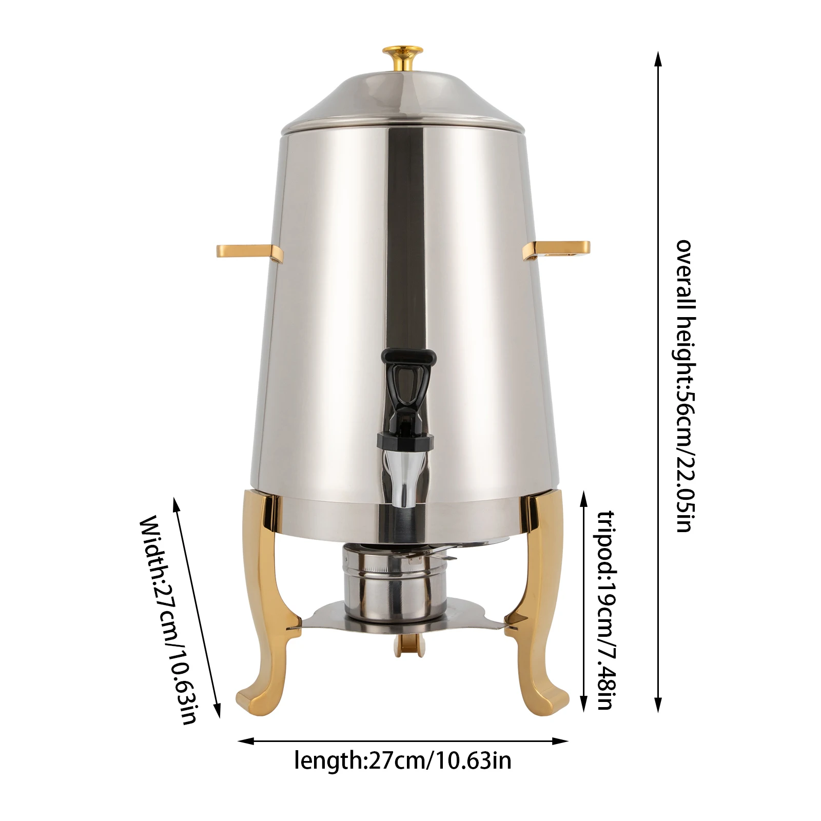 

Coffee Urn With Fuel Holder 13L Stainless Steel Beverage Dispensers for Coffee Tea Hot Water Drink Dispenser with Stand