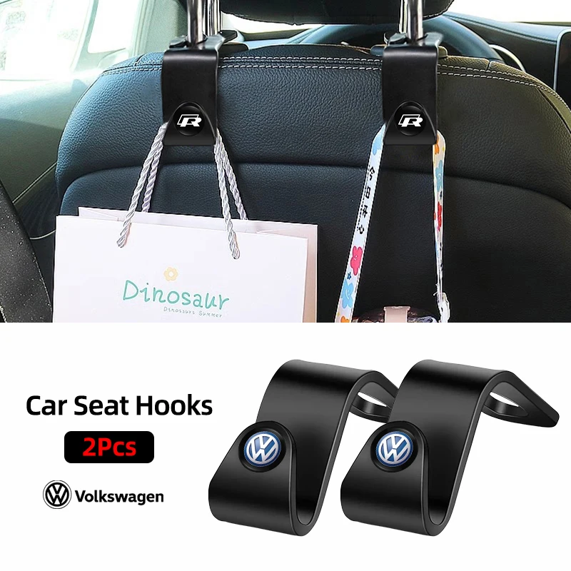 2Pcs Car Seat Back Hooks Portable Storage Holder For VW GTI R Polo Golf Passat Tiguan Arteon Jetta Beetle Sharan Touran Scirocco