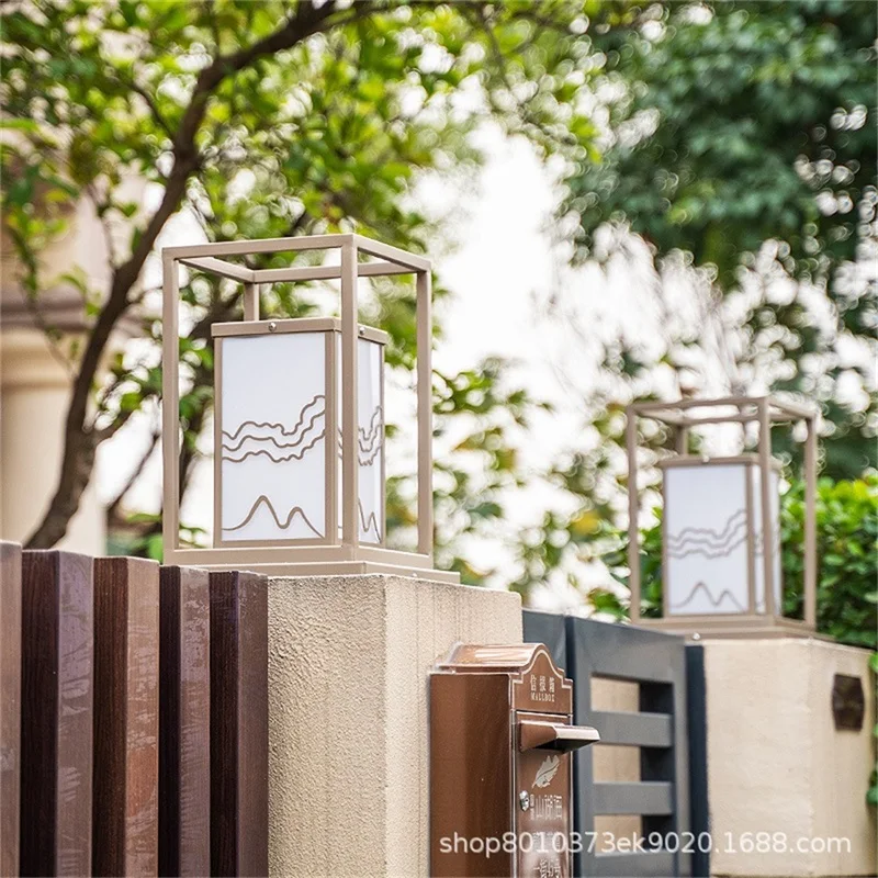 Outdoor Solar Post Lamp Pillar Light Remote Control Waterproof IP65 Modern Wall LED for Home Garden