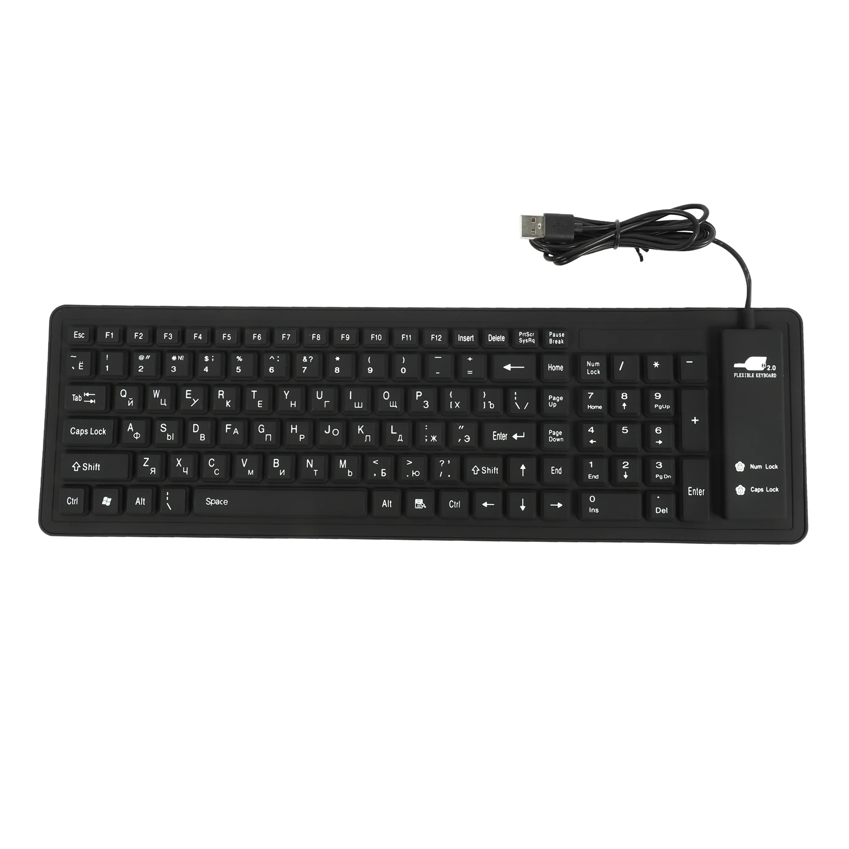 103Keys Silicon Keyboard Russian Layout USB Interface Keyboard Flexible Foldable Wired Keyboard for PC Desktop