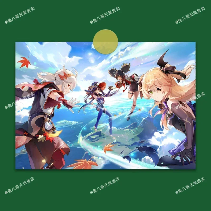 Animation Poster Peripheral Genshin Impact Sticker Poster Wallpaper 2D HD Cute Nasida Zhongli Mural Raiden Shogun Sticker