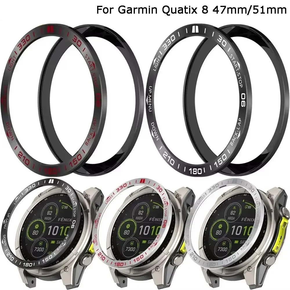 Stainless Steel Bezel Ring Styling Case Anti-Scratch Decorative Watch Bezel Ring Replacement for Garmin Quatix 8 47mm/51mm
