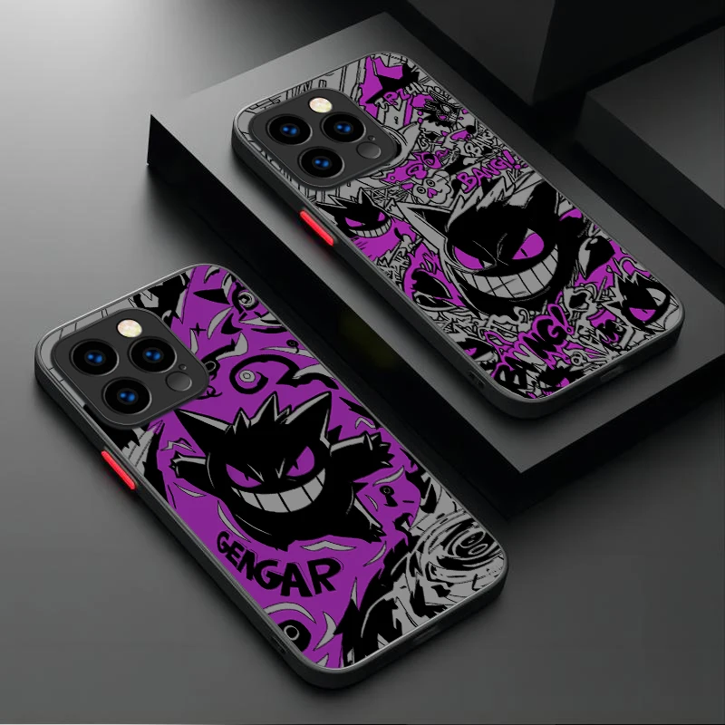 P-Pokemon Gengar Graffiti Case For iPhone 17 Air 15 16E 16 14 13 12 11 Pro Max XR 7 8 Plus SE 2020  Shockproof Matte Hard Cover