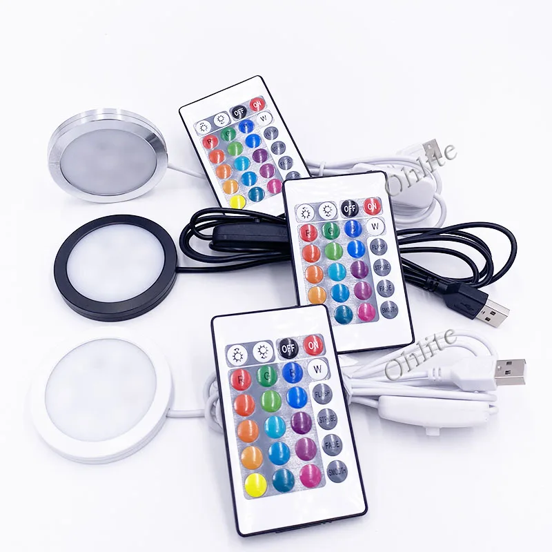 Dimmable USB 5V RGB Spotlight Downlight 3W Surface Mount Gobo Remote Control LED Simple Wine Cooler Light Ultra Slim Type 8mm