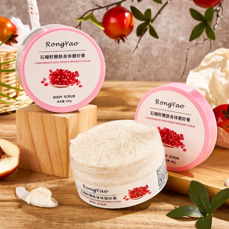 200ml Hot sale Pomegranate Seed Ice Cream Body Facial Scrub Travel Pack Nourishing Moisturizing Exfoliating Chicken Skin 1pcs