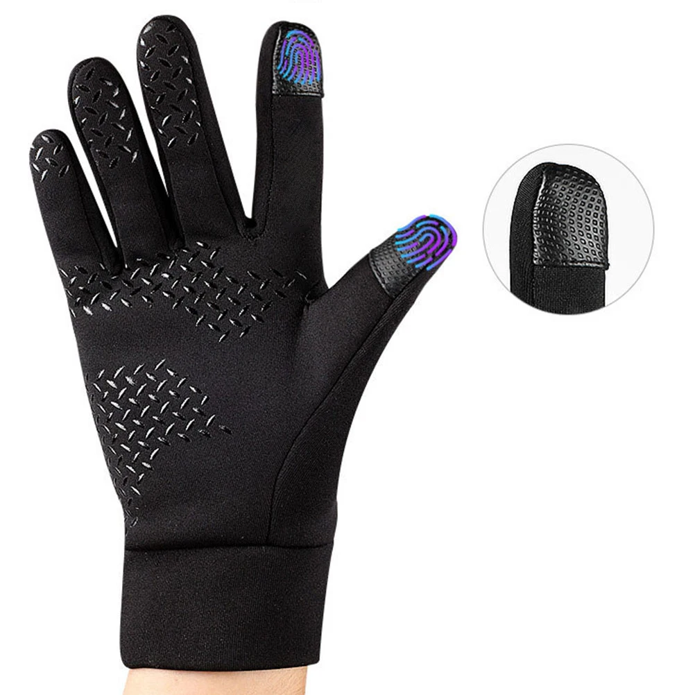 1 Pair Stylish Warmth Cycling Gloves Touch Screen Thermal Insulation Winter Outdoor Full Finger Fluff Gloves For Driving Jogging