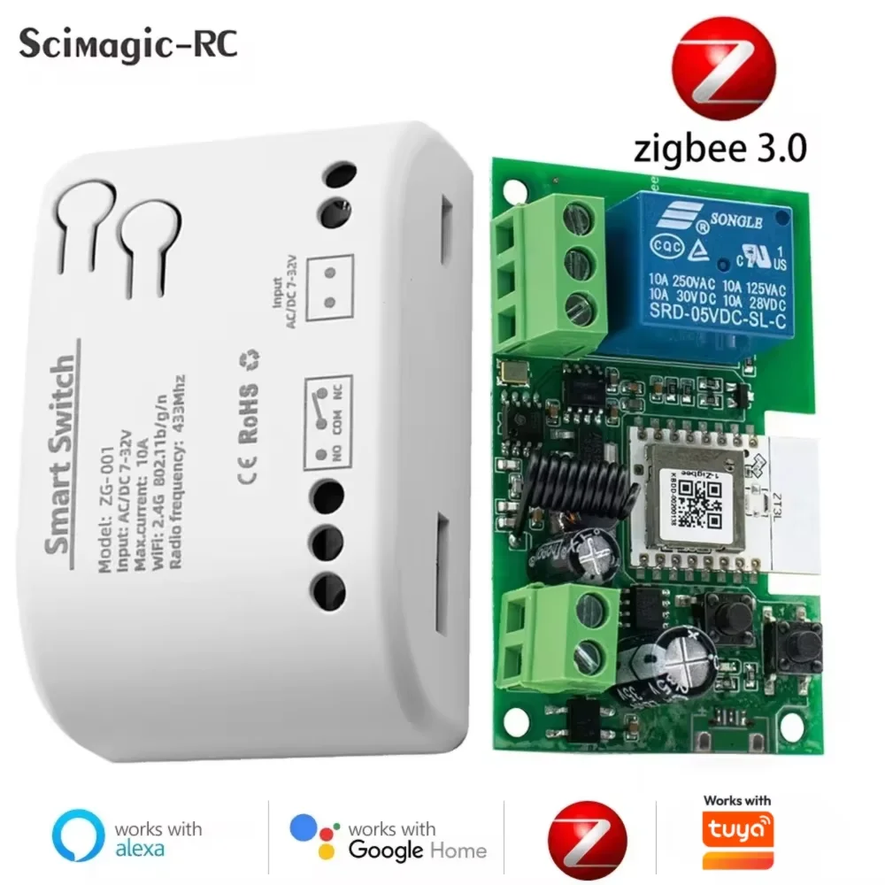 Zigbee WiFi Smart Garage Door Opener Switch Sliding Gate Controller Works With Tuya APP Echo Alexa Google Home SmartLife Remote