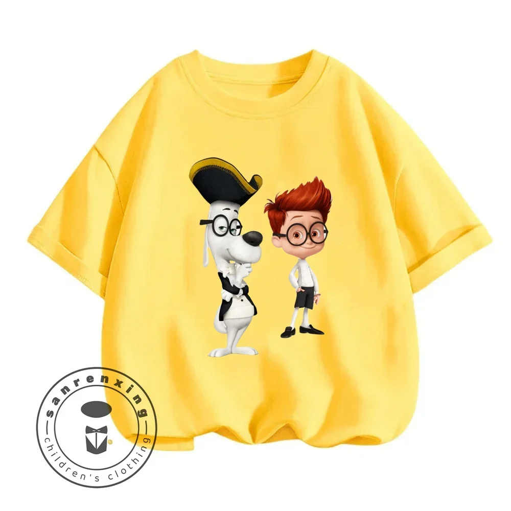 Anime Mr. Peabody & Sherman Costumes Boys Girls Kids Summer Short-sleeved Superhero Training Uniform Tracksuit Top T-shirt