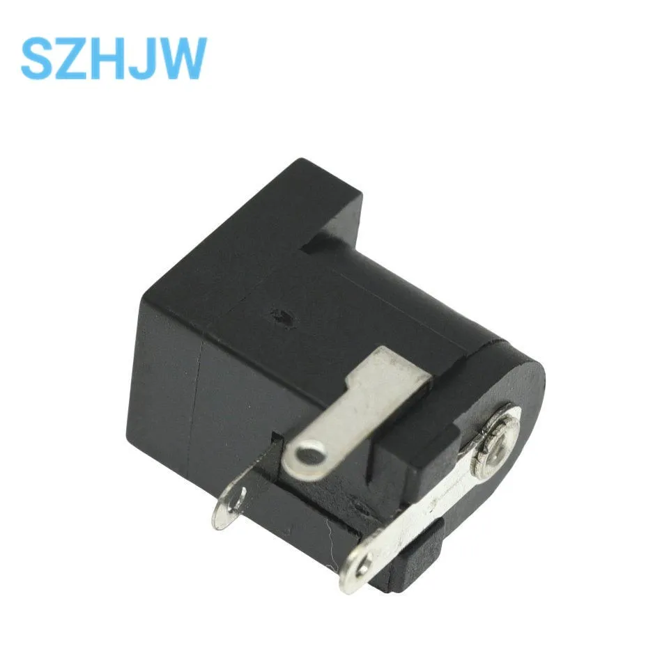 Conector de alimentación de CC negro, 10 piezas, 5,5x2,1 MM, DC-005, conectores de CC, tipo barril, ángulo recto, Terminal de montaje PCB