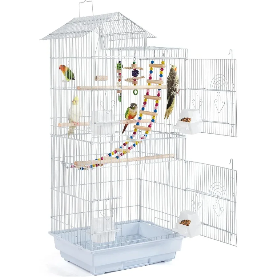 

39inch Roof Top Medium Bird Cage for Small Parrots and Finches Ideal for Cockatiels Conures Budgies Canaries Lovebirds Green Ch