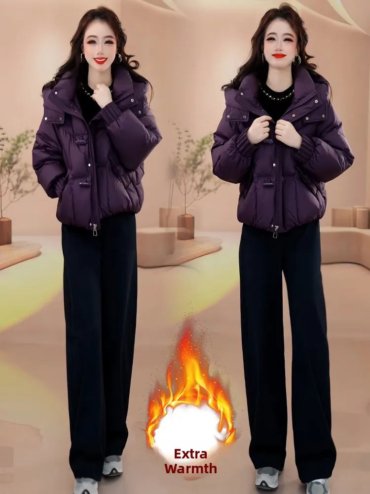 Koreański płaszcz zimowy Sle Thiened dla kobiet, wytrzymały, zapinany na zamek, ocieplany bawełną, ciepły, stylowy do dojazdów do pracy.