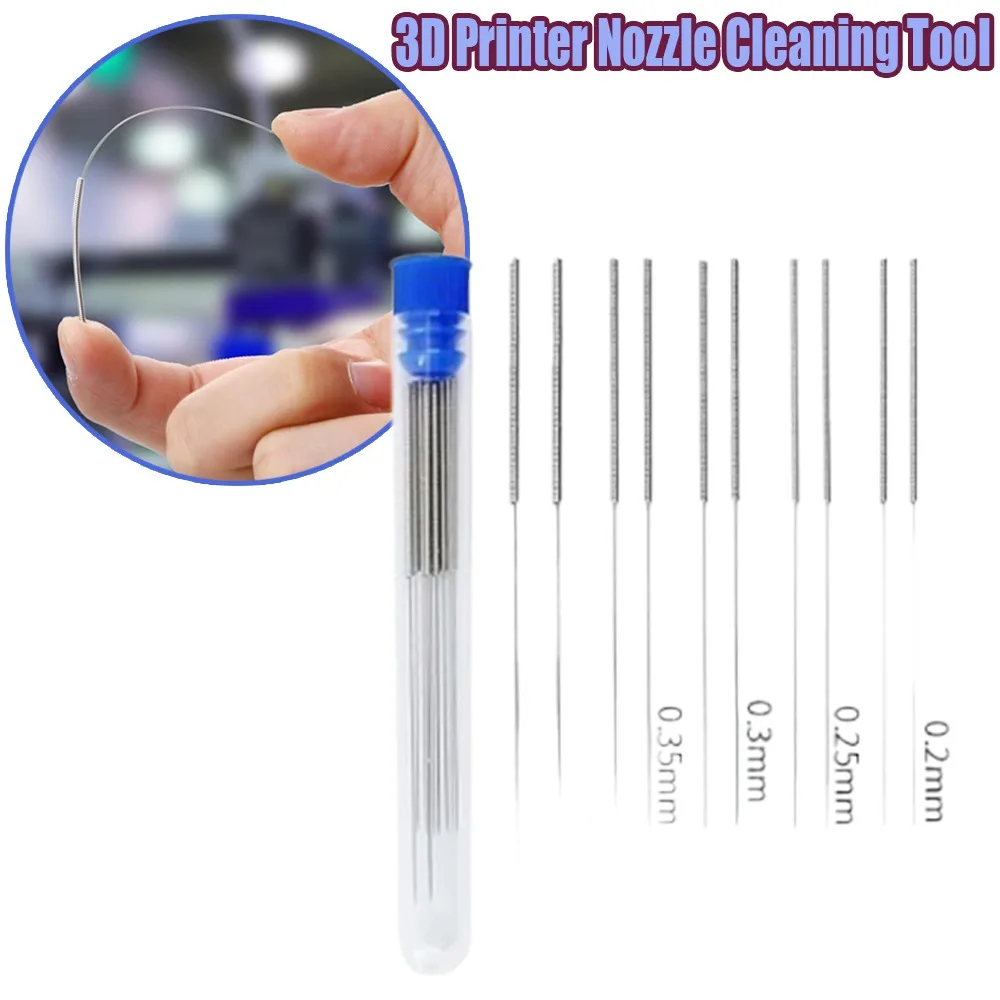 3D Printer Nozzle Cleaning Tool Clearing Needle E3D Stainless Steel Through Hole Needle For MK8 Brass Nozzle Steel Cleaning