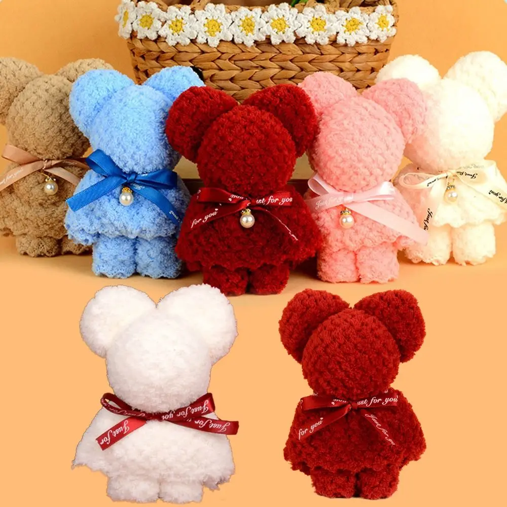 Stuffed Plush Bear Towels Fashion Soft 15cm Face Hand Towel Coral Velvet Creative Wedding Gift Washcloth