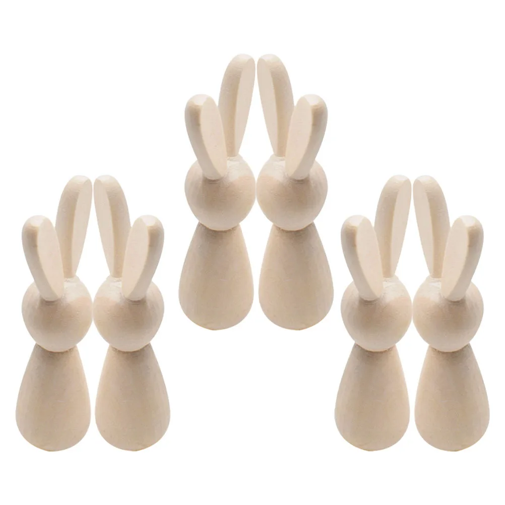 

6Pcs Wood Bunny DIY Unfinished Easter Wooden Rabbit Cutouts Tabletop Spring Decor Easter Day Bunny Sculpture Wood Rabbit Figures