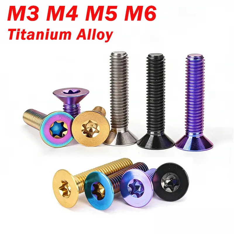 Titan-Schrauben M3 M4 M5 M6 Flachkopf Sechsrundschraube Torx Senkkopfschraube für Fahrrad Motorrad Auto Modifikation