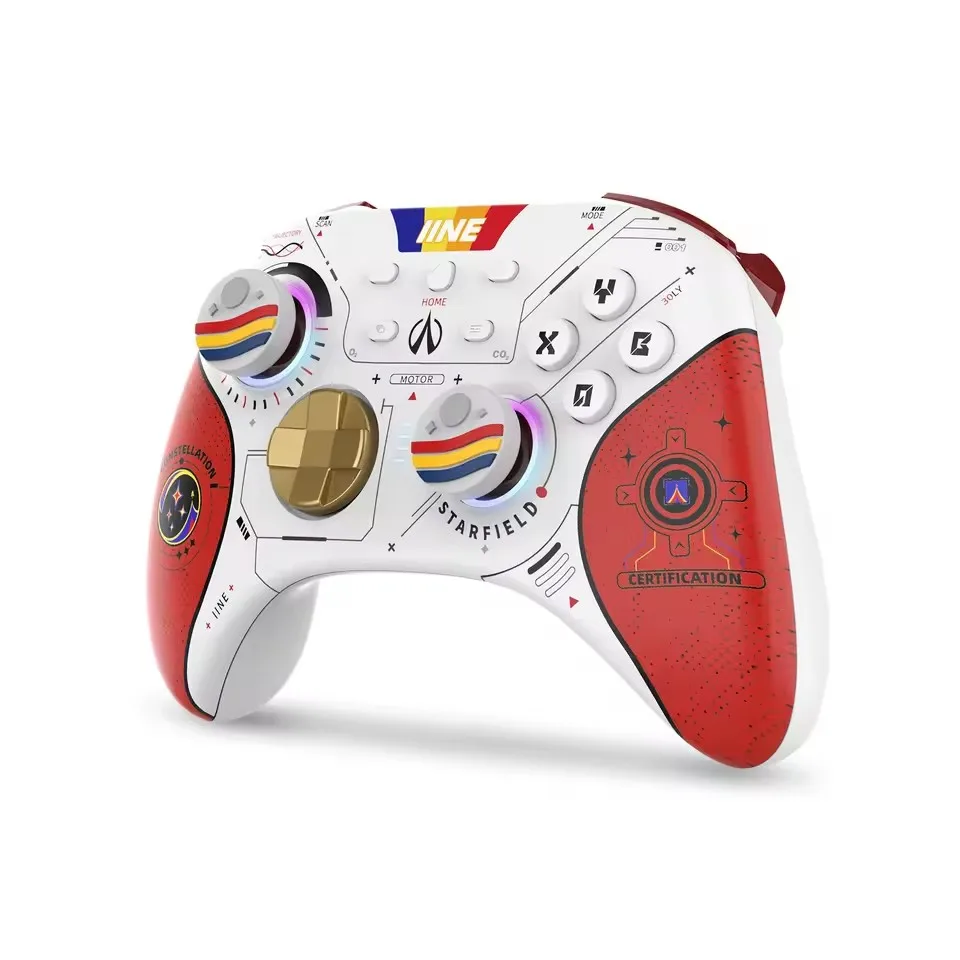 Iine nfc controlador de jogo hall joystick vibração de motor duplo para switch/pc/ios wake-up sem fio controlador de céu estrelado