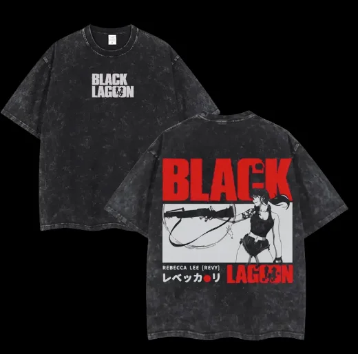 Camiseta Black Lagoon Lavada, Nuevo Modelo 2026, Ropa con Personalidad, Prenda para Todo el Año, Estilo Vintage, Suave y de Alta Calidad