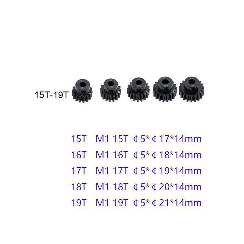 1/5PCS Metal Steel M1 Pinion Gear Sets 21T 22T 23T 24T 25T 5mm Shaft Motor Gears with Hex Key for 1/10 RC Brushless Brush Motor