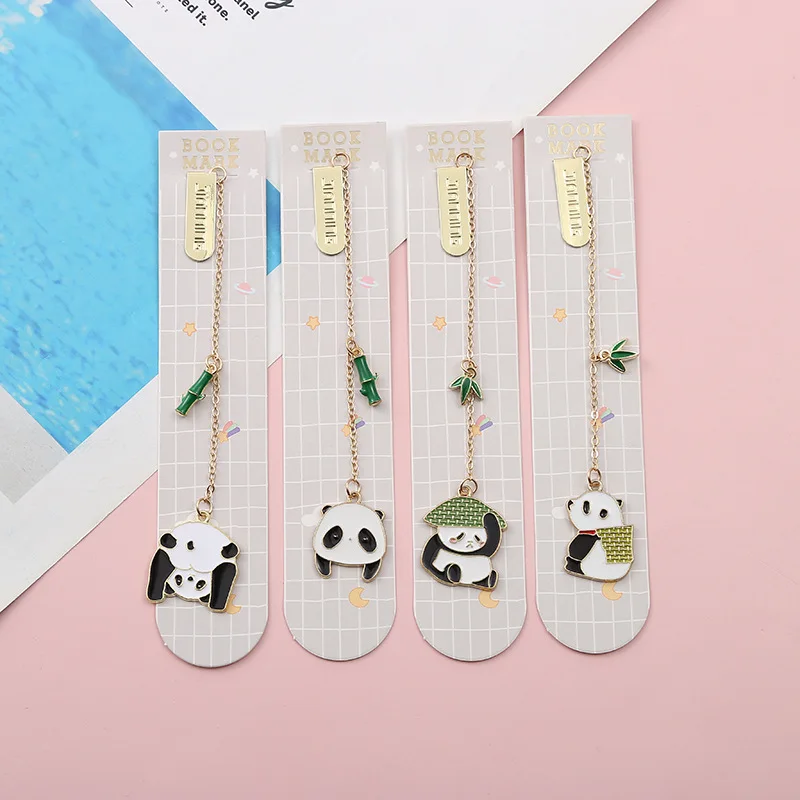 1pcs Cute Panda Pendant Metal Bookmark for Pages Books Readers Stationery Supplies