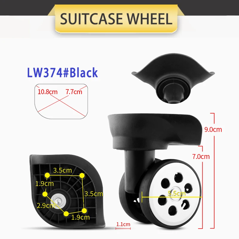 Universal Roda Trolley Case, Silencioso Roda Acessórios, Bagagem de Embarque Saco, Substituível, Super Resistente ao Desgaste, Universal