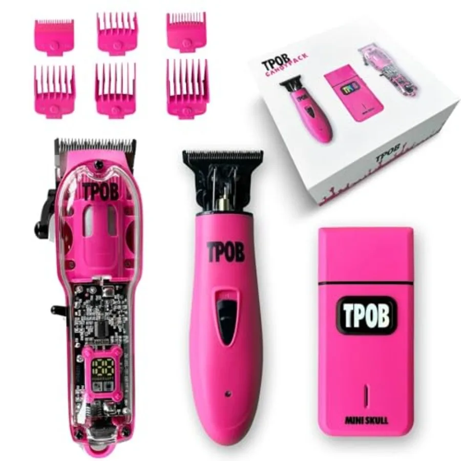 Matte Pink Slime 2 Candy Pink Clipper Trimmer Shaver Set with Taper Blade for Barber Hair Clippers