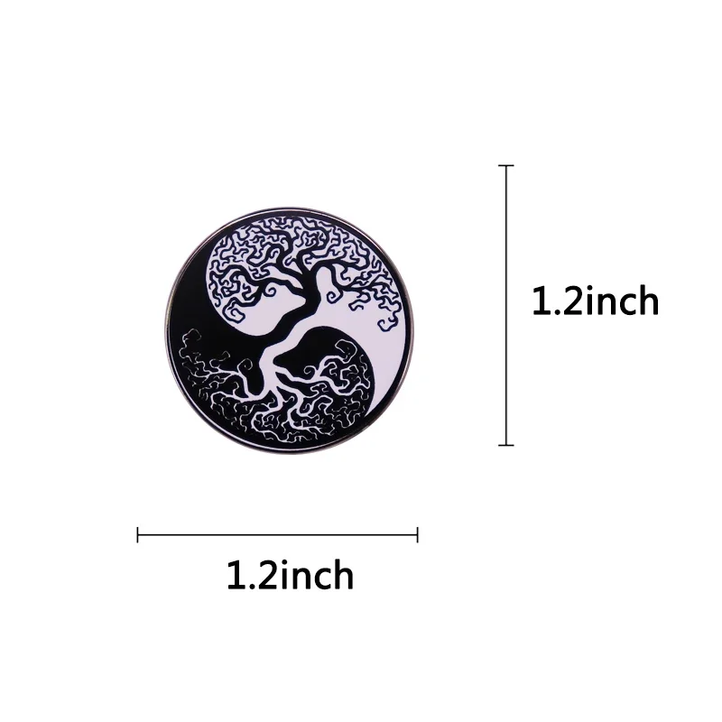 Yin n Yang Tree of Life enamel Pin badge jewelry accessories opposites balance grow belief