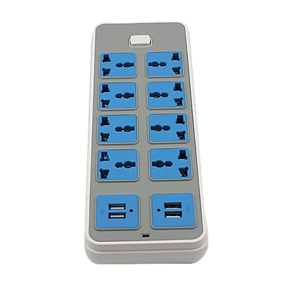 T85C Power Strip Surge Protector with 4 USB and 8 Outlets Ports 6.5 Feet Extension Cord 3000W 16A for Home Dorm-US Plug