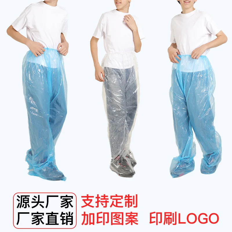 Foot-Wrapped Disposable Foot-Sealed Rain Pants Long Thickened Outdoor Portable Raincoat Drifting Waterproof Pants Children