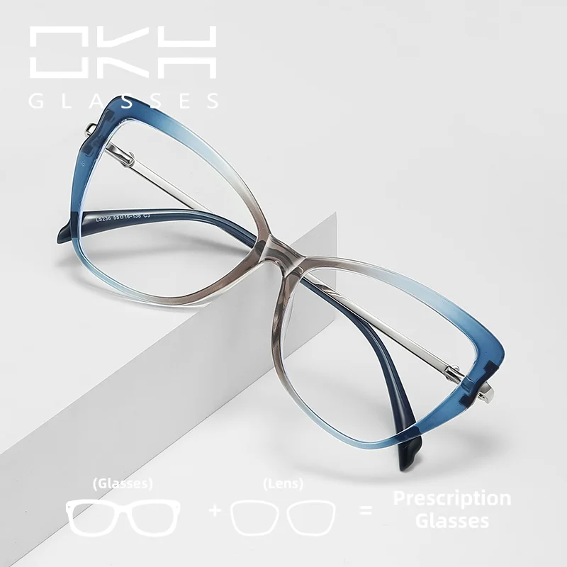 

OKH 2025 Новые TR90 анти-синий свет, европейские и американские очки в оправе, очки «кошачий глаз», очки для близорукости, очки по рецепту для чтения