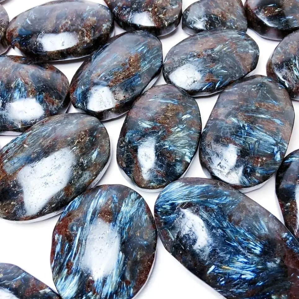 Natural Crystal Palm Astrophyllite Stone Pocket Energy Crystal Thumb Toy Hot Compress Crafts Healing Health Family message tool - view 6