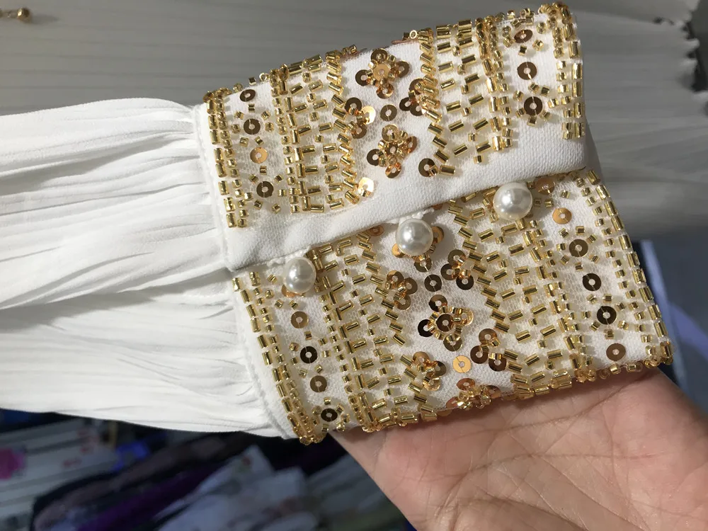 French Elegant Women\'s Dress Beads Square Collar Lantern Sleeve Sequins Big Swing Princess Dress Autumn 2024 Robe