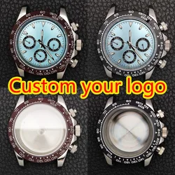 japanese chronograph watch VK63 quartz movement 39MM stainless steel caseluminous panda dial watch accessories parts vk63 case