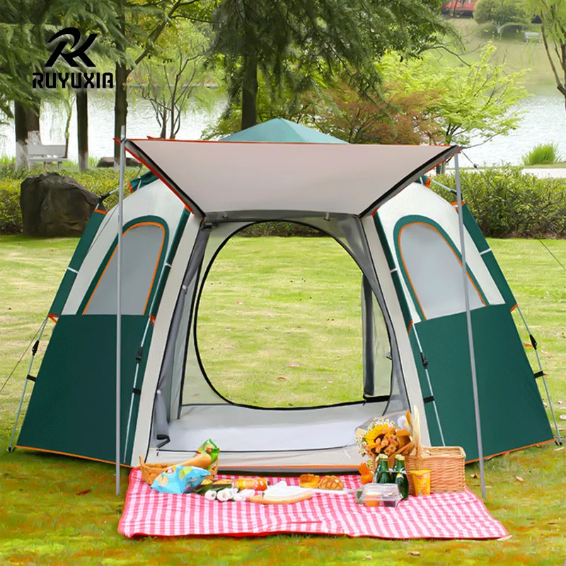 

5-8 Persons Camping Tent Lightweight Outdoor Backpacking Tent with Rain Fly for Family Camping Hiking Beach Fishing Tent RUYUXIA