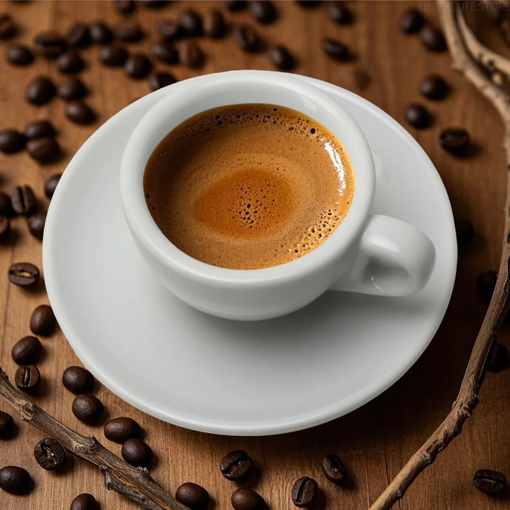 

50ml Italian Espresso Cup and Saucer Reusable Pure White Ceramic Coffee Cups for Cafe Black Tea Barista Essentials Drinkware