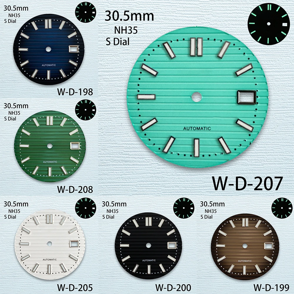 

30.5mm S Logo Dial Fit NH35/NH36/4R/7S Japanese Automatic Movement Green Luminous High-Quality Watch Modification Accessories