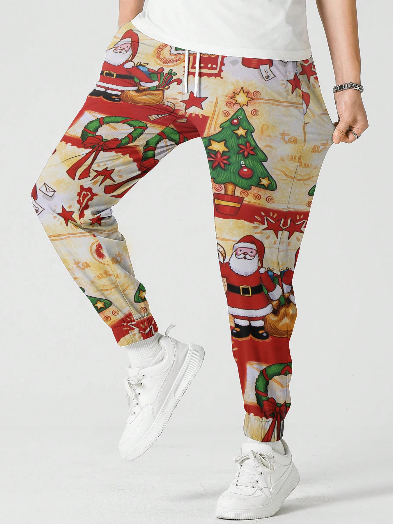 Pantalones de chándal con estampado de alce navideño para hombre y mujer, ropa de calle informal para correr al aire libre, moda de otoño