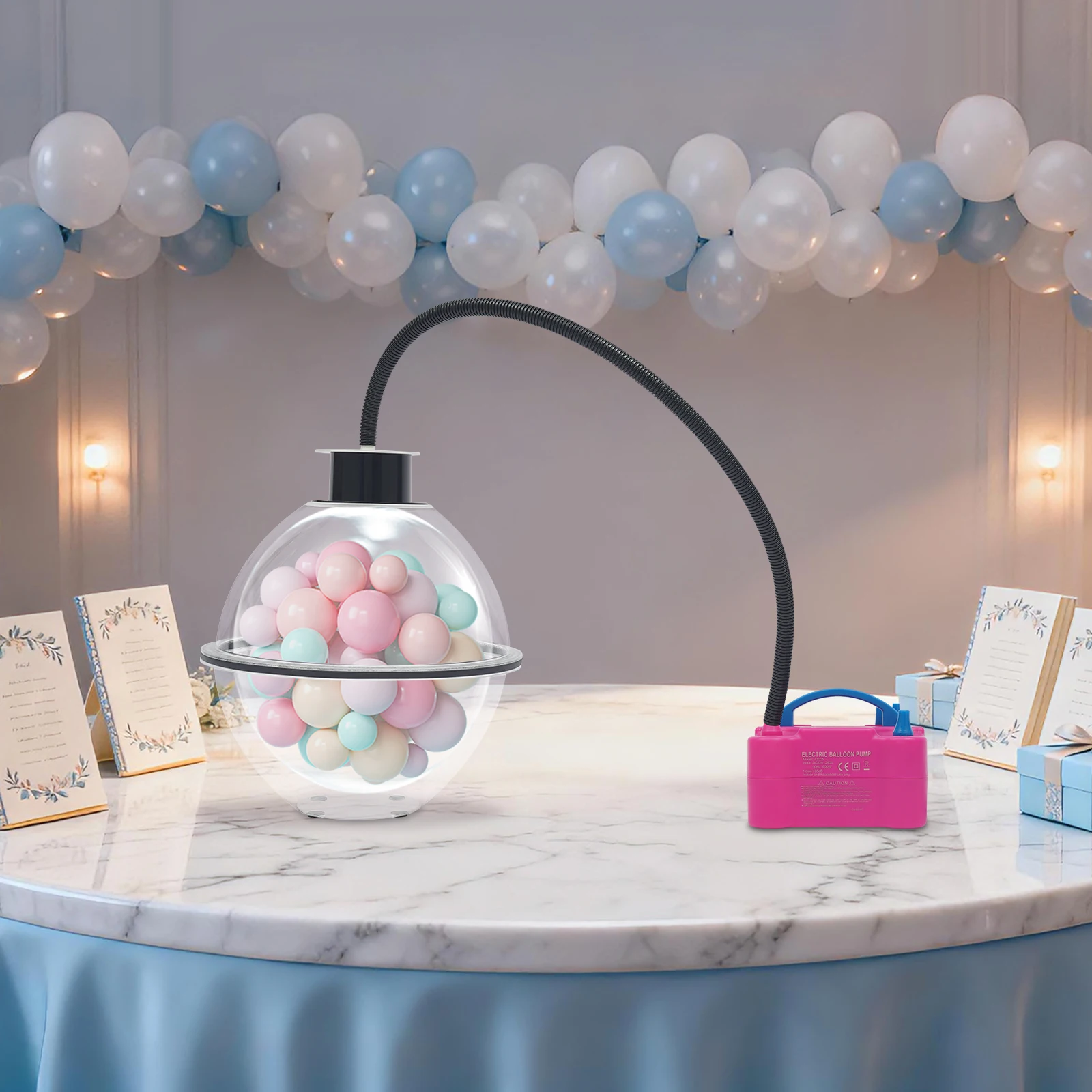 Ensemble de Machine d'emballage de ballons 600W 220-240V, Kit d'outils de remplissage de ballons avec plusieurs Ports d'air, ensemble de remplissage de ballons pour mariage