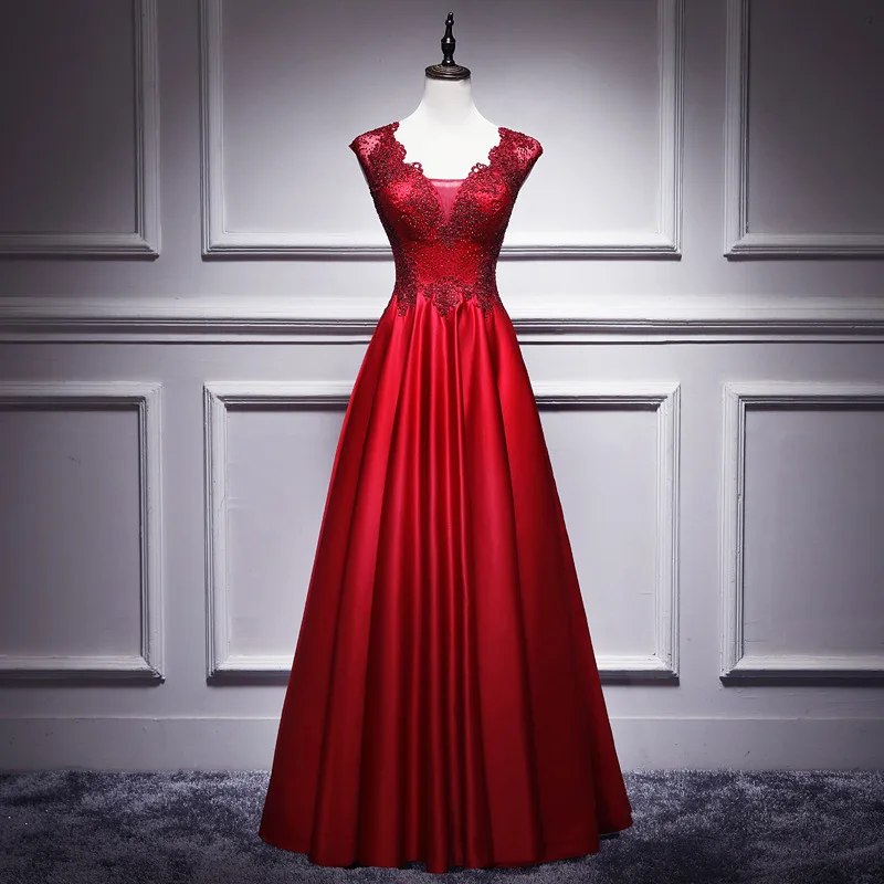 H19 New red toast dress bride dignitoso ed elegante lungo temperamento estate banchetto di nozze abito da sera gonna per le donne