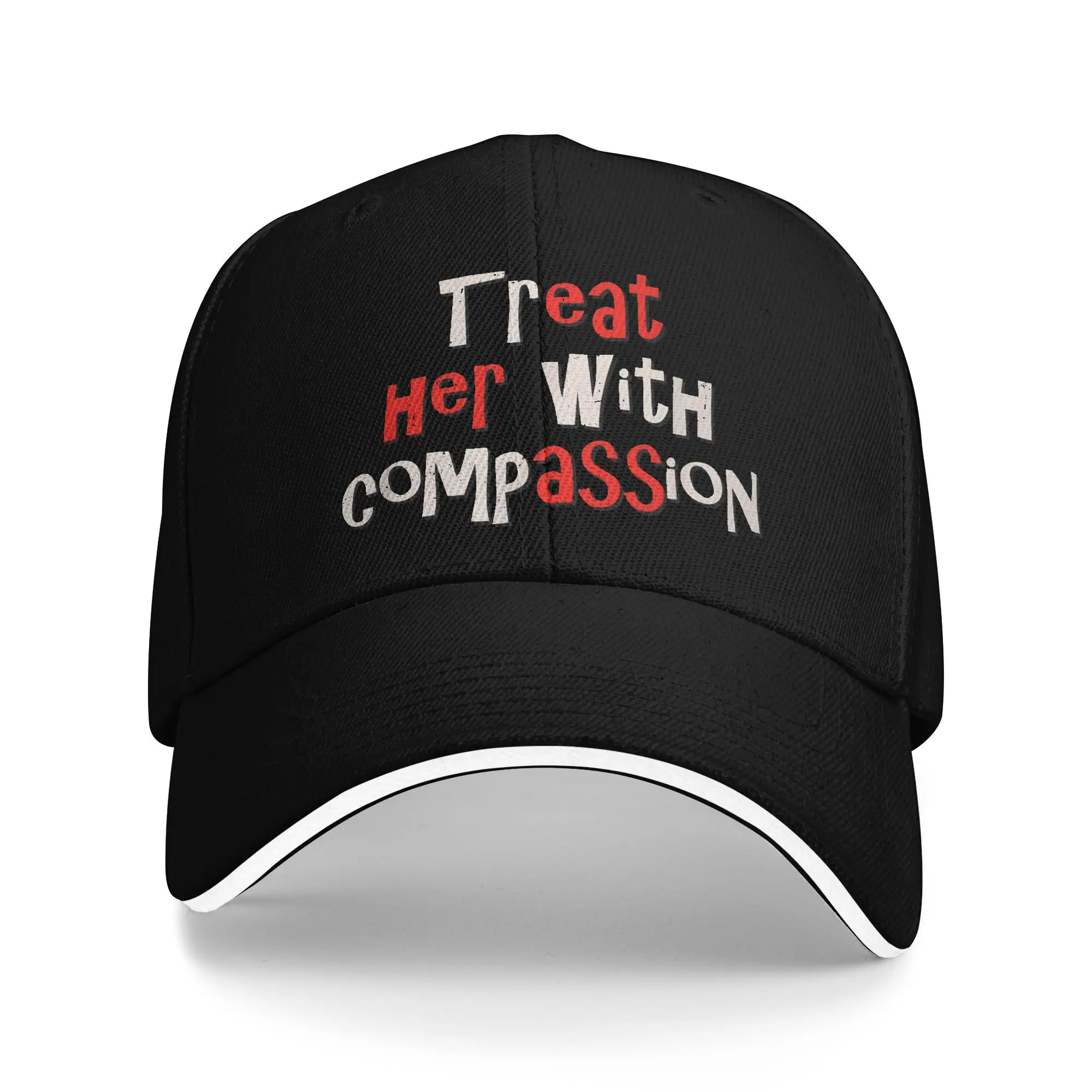 Casquette de baseball décontractée, style unisexe, pour la randonnée, la pêche, le camionneur, avec visière pare-soleil, style urbain, pour elle, avec message « Traitez-la avec compassion »