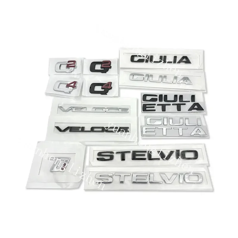 Q2 Q4 Ti VELOCE Badge Car Stickers For Alfa Romeo For STELVIO For GIULIA Refir Rear Boot Car Accessories Trunk Labeling