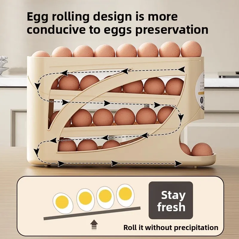 Rolling Slide Egg Storage Box Refrigerator Side Door Box Special Fresh-Keeping Box