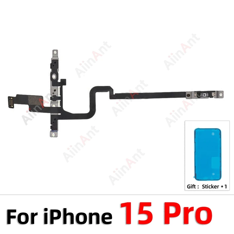 OEM Sticker + Flex Power Mute Flashlight Volume Button Power Flex Cable For iPhone 12 13 14 15 Pro Max Plus mini