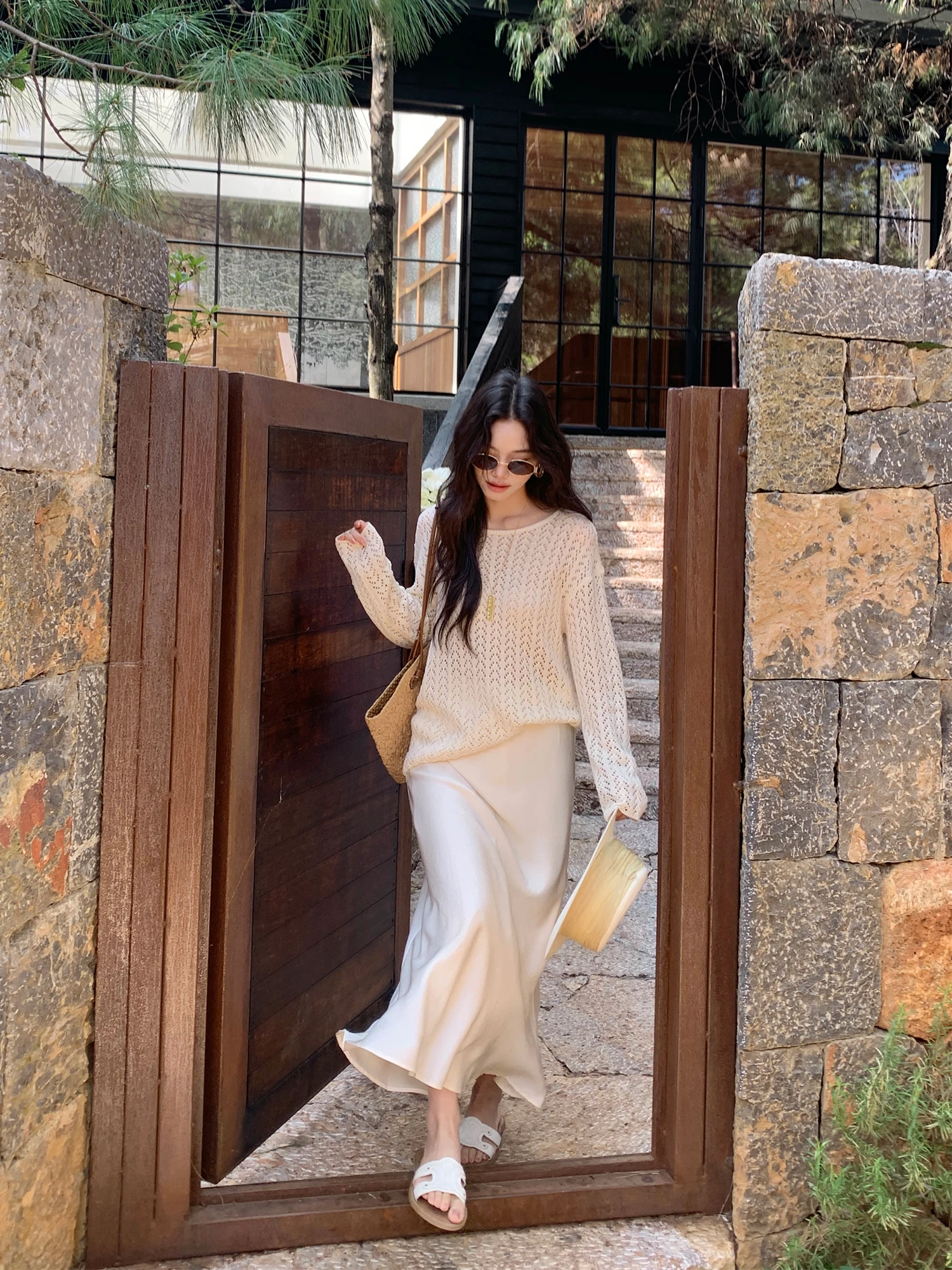 

Элегантная атласная юбка-миди А-силуэта для женщин, глянцевая, струящаяся, с эффектом «рыбий хвост», длинная юбка Pusumede, премиум-класса