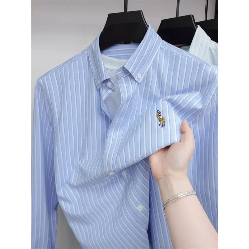 Men's Vertical Stripe Business Casual Shirt, Soft Breathable Fabric, Long Sleeve Button Down for Office and Daily Wear