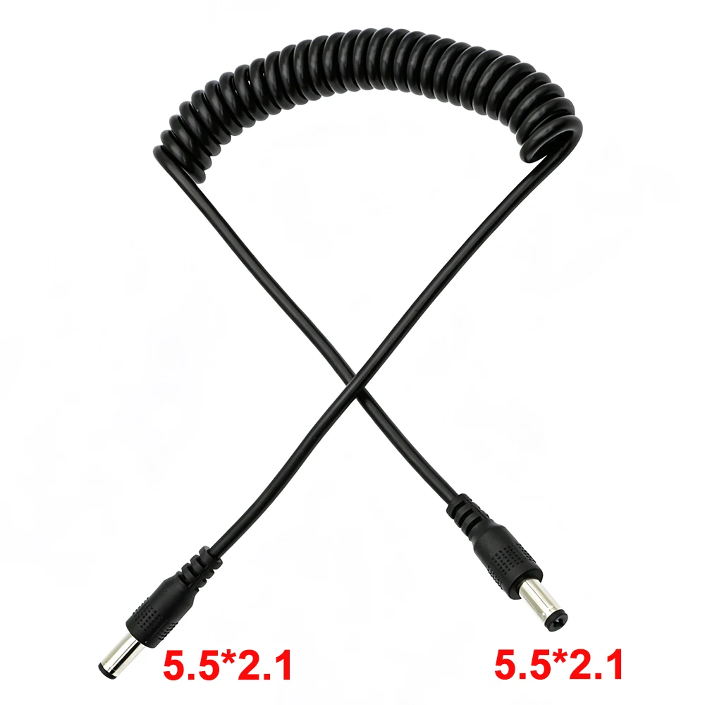 

1/5/10Pcs DC Power Spring Cord 5.5x2.1mm Male to 5.5x2.1mm Male Retractable Cable Power Adapter Straight Plug 5.5*2.1 Connector